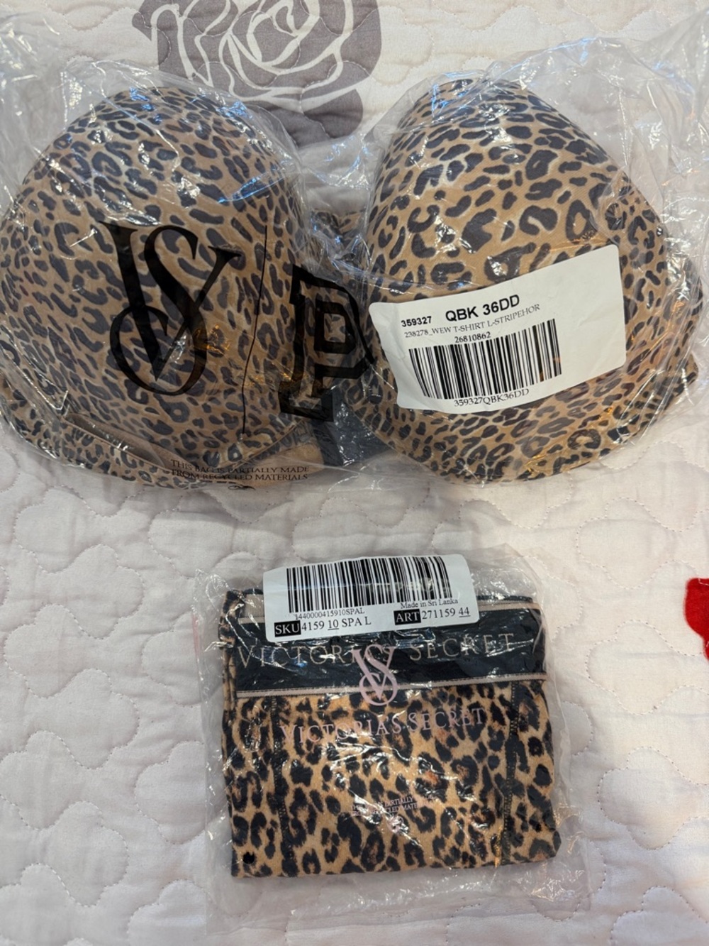 Victoria's Secret Leopard Print Push-Up Bra & Panty Set - Tan/Brown/Black